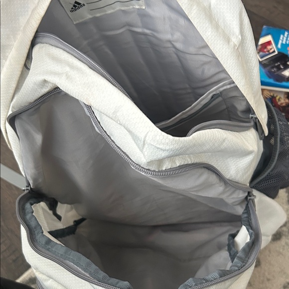 Adidas Cream and Gray Backpack with Pink Logo - Picture 2 of 2